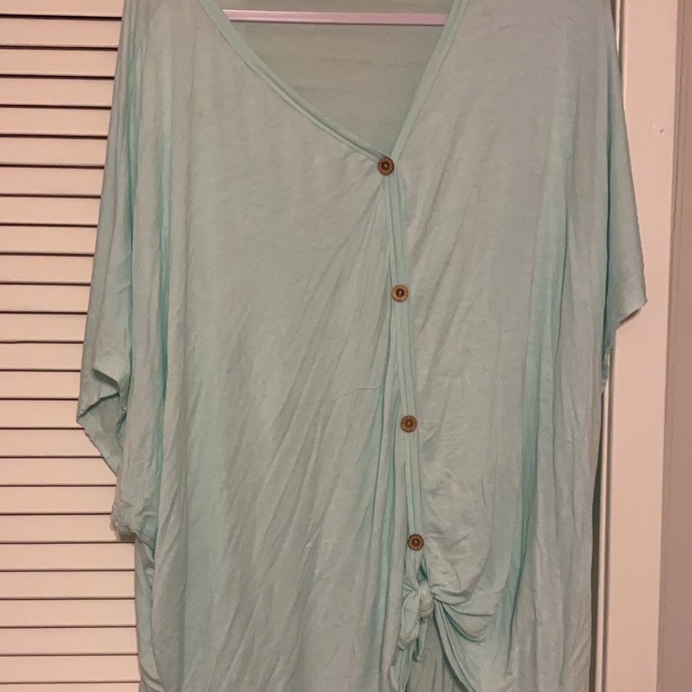 Mint Green button top